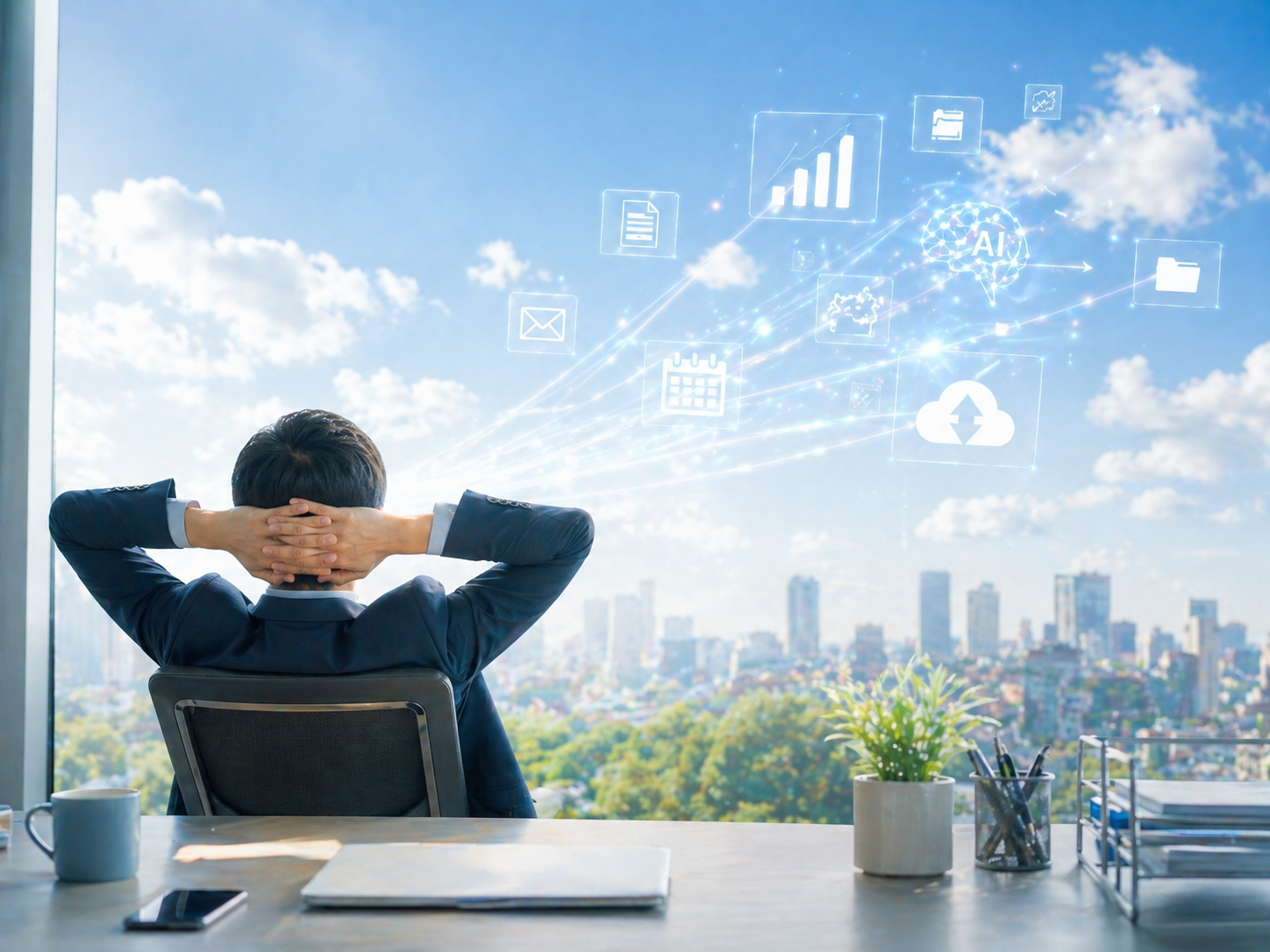 AIで業務を効率化するビジネスパーソン